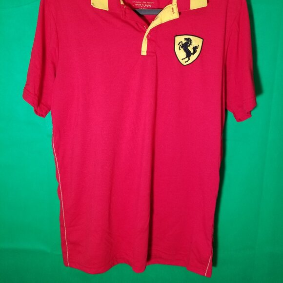 Polo Franky Max Red Yellow Ferrari Pit Crew Rugby Men Large Preppy - Picture 2 of 10